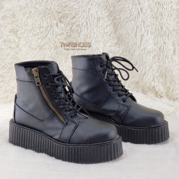 Demonia V-Creeper 571 Goth Punk Ankle High Top Platform Creeper Shoes - Picture 1 of 16